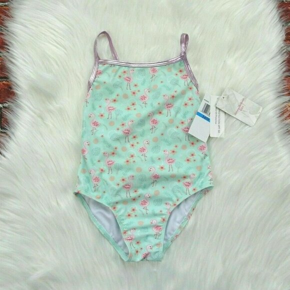 NWT Tommy Bahama Kids Swimsuit One-Piece Flamingo Baby Girls 24 Mos - Picture 4 of 10
